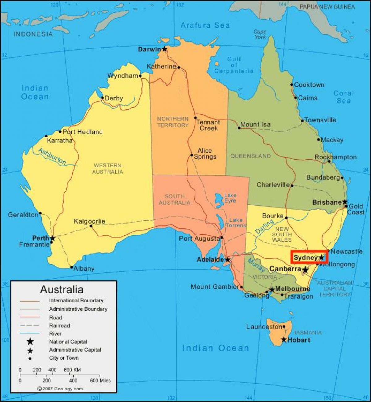 sydney mappa di australia