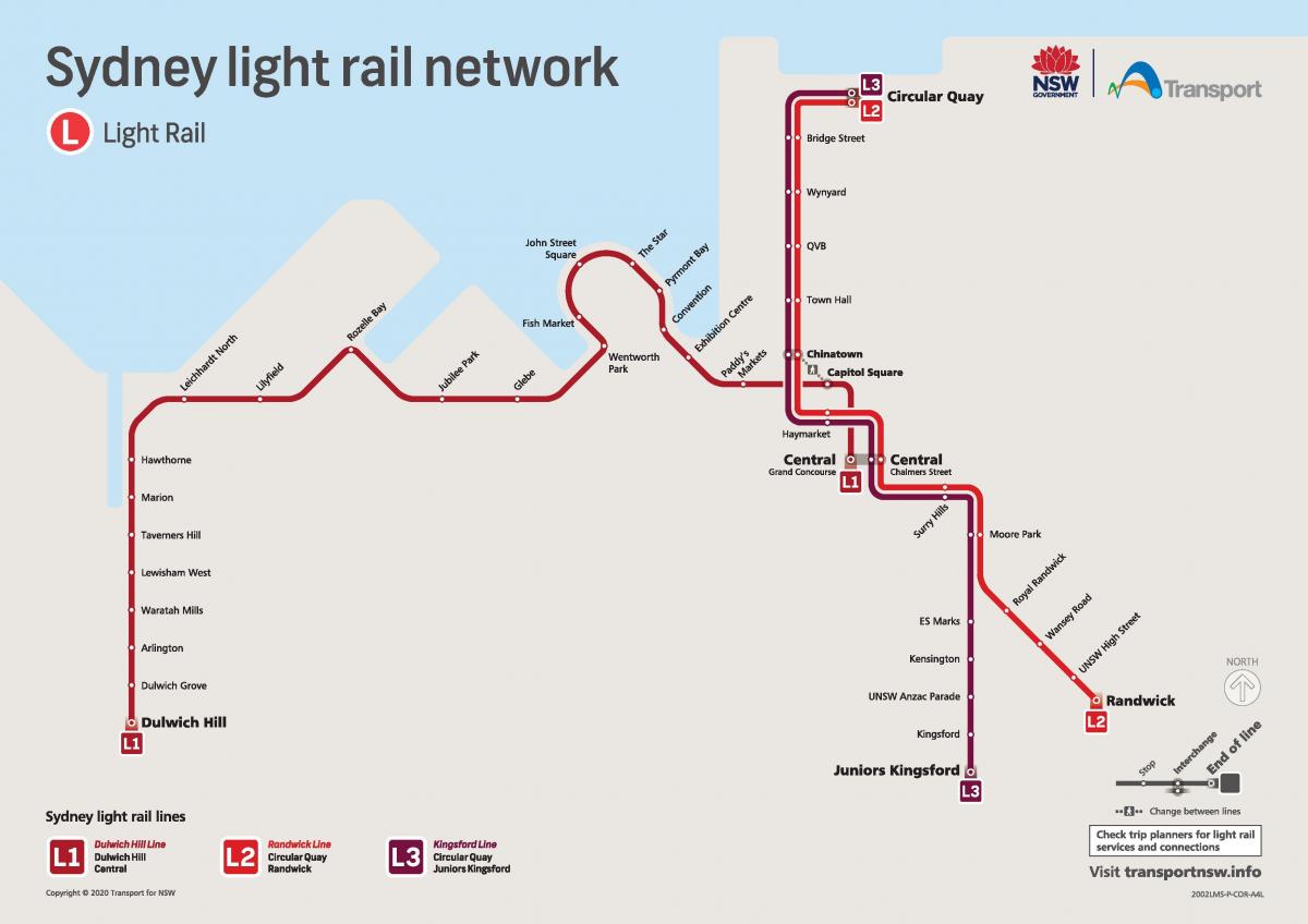 light rail a sydney la mappa