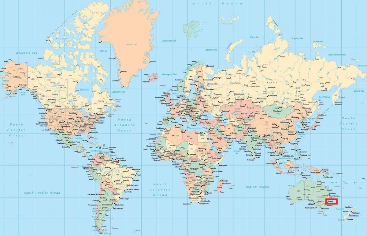 sydney nella mappa del mondo