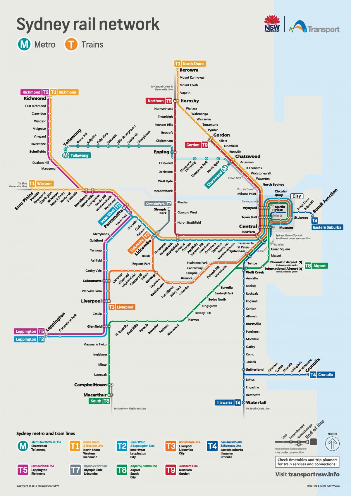 sydney linea ferroviaria mappa