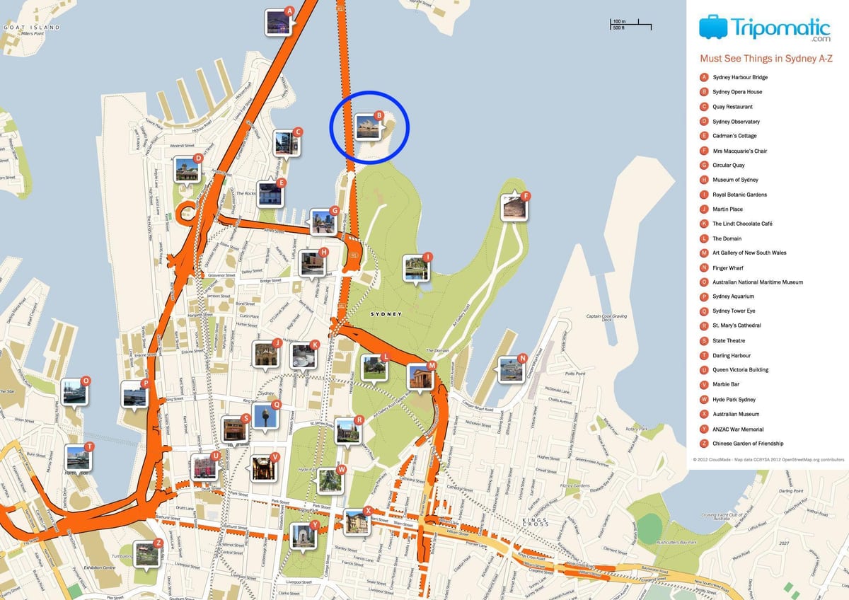 mappa di sydney opera house