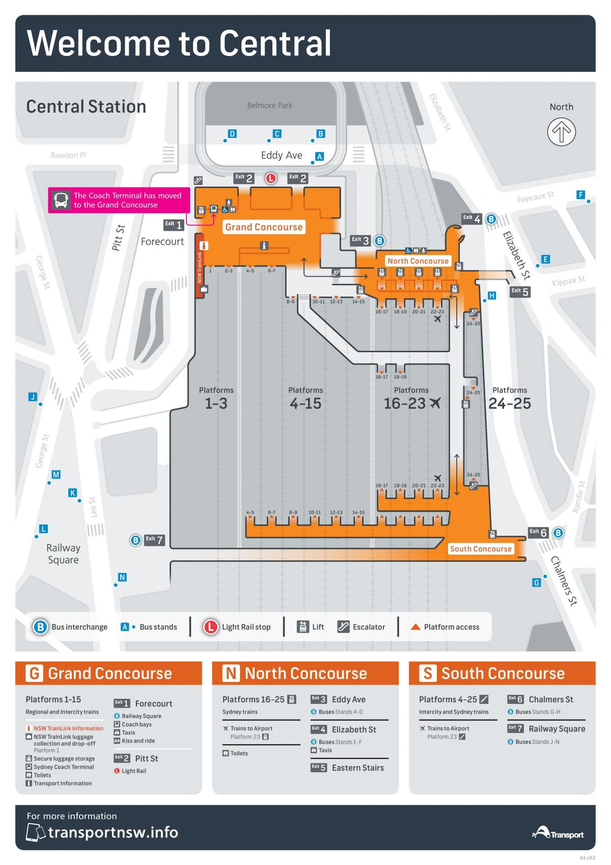 mappa della stazione centrale di sydney